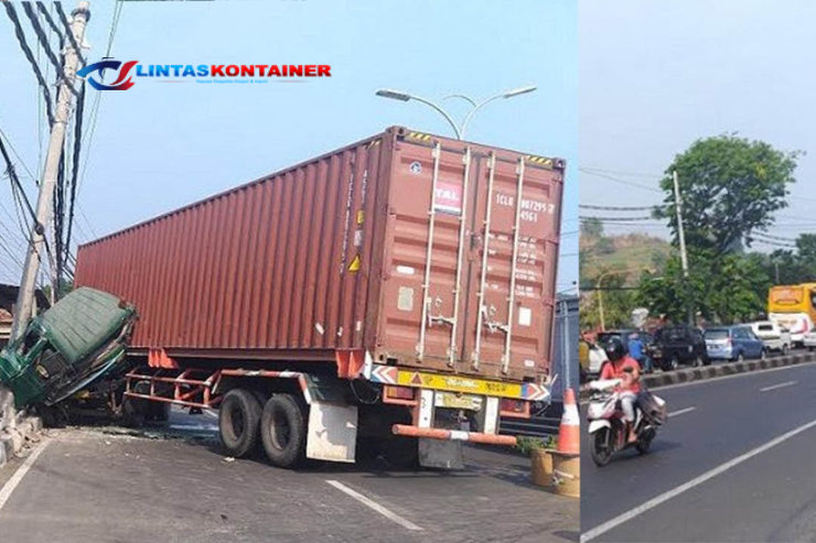 Kecelakaan Truk Kontainer Tabrak Tiang Lampu di Tol JORR Cakung, Sopir Terjepit dan Lalu Lintas Terganggu