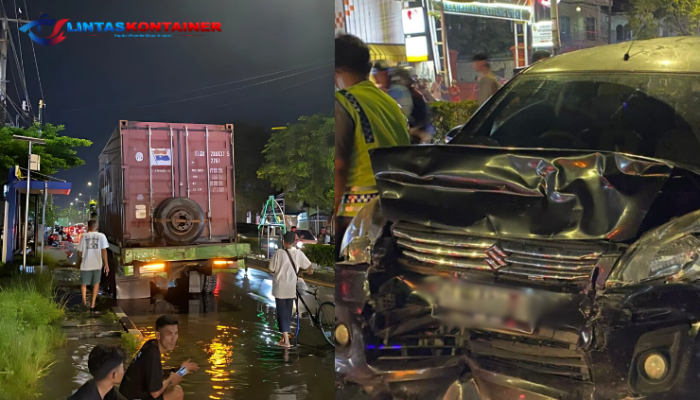 Kecelakaan Beruntun Truk Kontainer Akibat Rem Blong di Banjarmasin