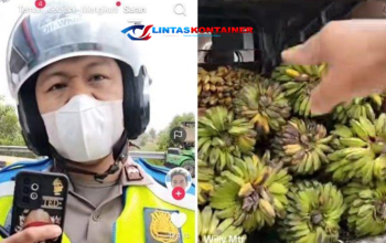 Cekcok Pengemudi Truk Pisang dengan Polisi di Tol Keramasan