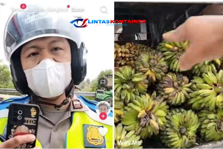 Cekcok Pengemudi Truk Pisang dengan Polisi di Tol Keramasan