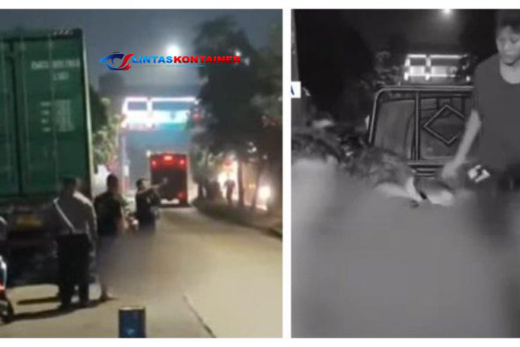 Seruduk Truk Kontainer, Pengendara Motor Kritis!