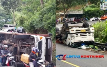 Truk Kontainer Terguling di Jalan Akses TPK Kariangau!