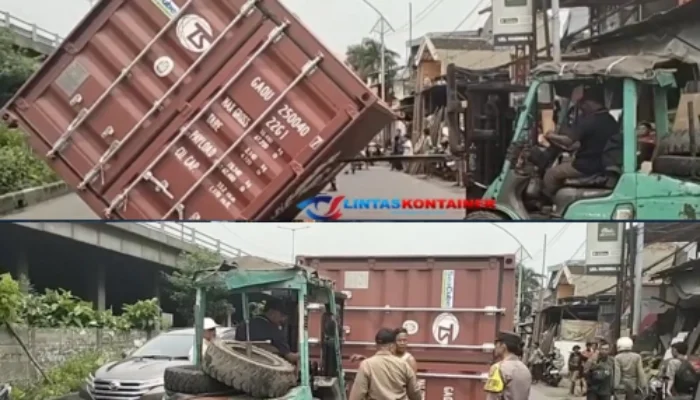 Ngeri! Kontainer 20 Kaki Menghantam Pengendara Motor di Jalan Raya