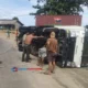 Ngantuk! Sopir Truk Kontainer Terguling di Jalur Majene-Mamuju