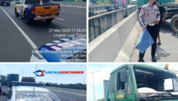 Truk Kontainer Tabrak Pembatas di Tol JORR Jakut, Sopir Diduga Lengah!