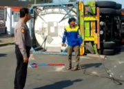 Truk Kontainer Terguling di Jalinsum Tanjung Morawa, Lalu Lintas Macet Total!