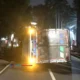Truk Kontainer Rem Blong, Tabrak Pohon Lalu Terguling di Jl Pemuda Bogor