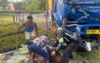 Lakalantas Maut di Tanjung Taruna: Pemotor Tewas Tertabrak Truk Kontainer