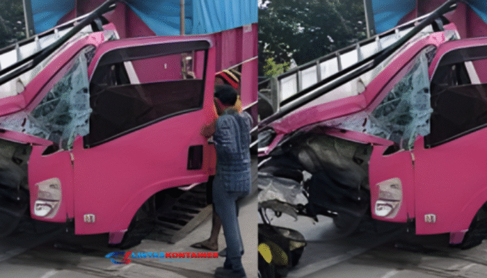 Truk Kontainer Mogok di Jalan Soekarno Hatta Palembang Dihantam, Sopir Luka Ringan