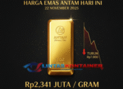 Harga Emas Antam Hari Ini 22 November 2025: Turun Rp7.000 Jadi Rp2,341 Juta per Gram