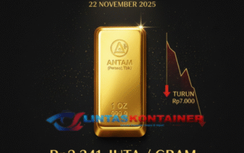 Harga Emas Antam Hari Ini 22 November 2025: Turun Rp7.000 Jadi Rp2,341 Juta per Gram