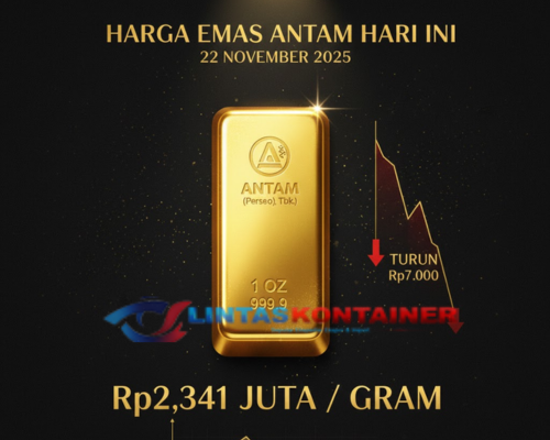 Harga Emas Antam Hari Ini 22 November 2025: Turun Rp7.000 Jadi Rp2,341 Juta per Gram
