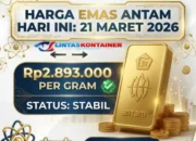 Harga Emas Antam Hari Ini 21 Maret 2026 Stabil di Rp2.893.000 per Gram