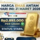 Harga Emas Antam Hari Ini 21 Maret 2026 Stabil di Rp2.893.000 per Gram